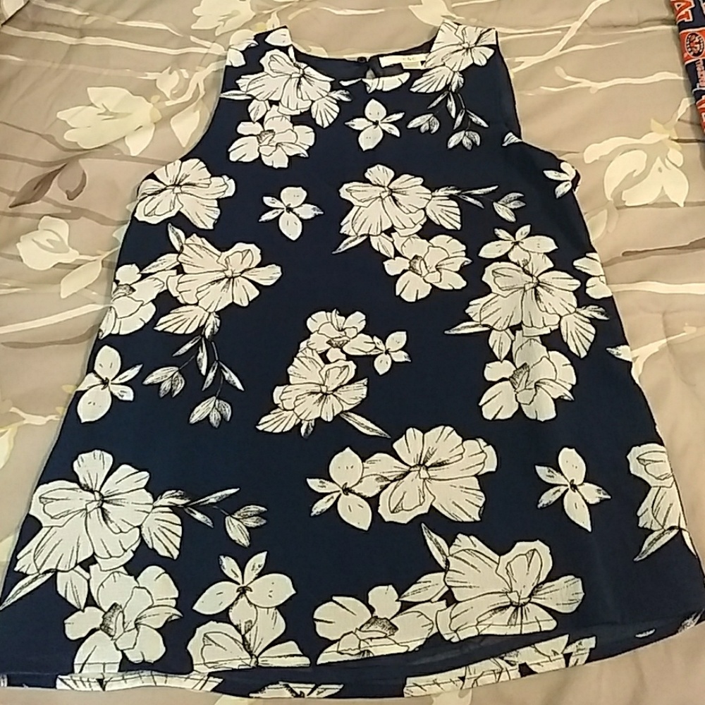 Navy & Ivory Floral Blouse